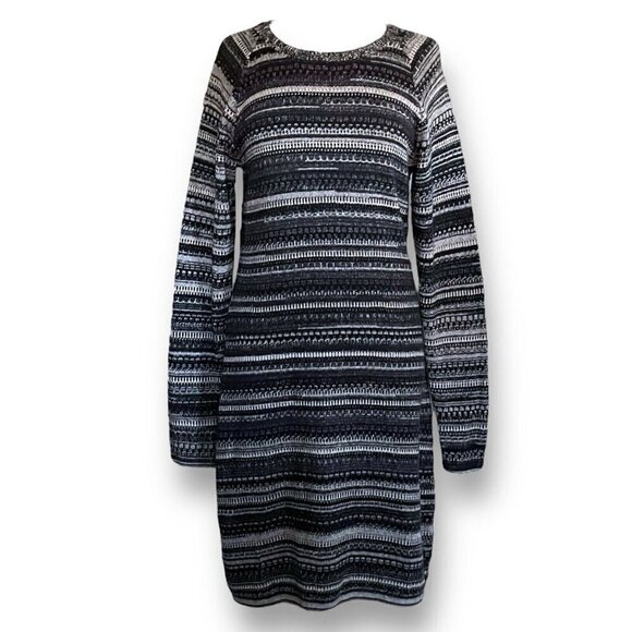 Kuhl Womens Alessandra Sweater Dress Sz Medium Gray Stripe Wool Alpaca Cotton - Picture 4 of 11
